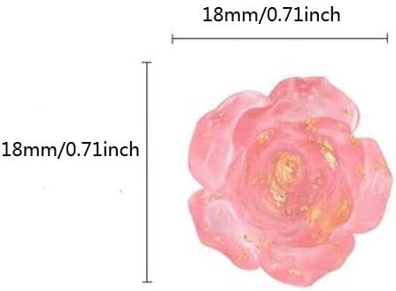 60pcs 18mm Flatback Undrilled Transparent Rose Flower Cabochons with Gold Foil No Holes Resin Flat Back for Scrapbooking DIY Crafts Making - Image 3