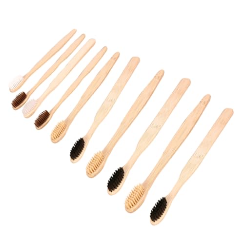 GLEAVI 10pezzi Spazzolini Bamboo Riutilizzabile Colori e Biodegradabili Per e Hotel