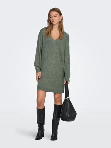 JdY Damen Jdyelanora L/S V-neck Dress Knt Noos Strickkleid, Kalamata /Detail:melange, M EU – Ansicht 2