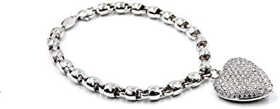CHRIS AIRE Heart Charm Bracelet - 18 Karat - White Gold - Round B...