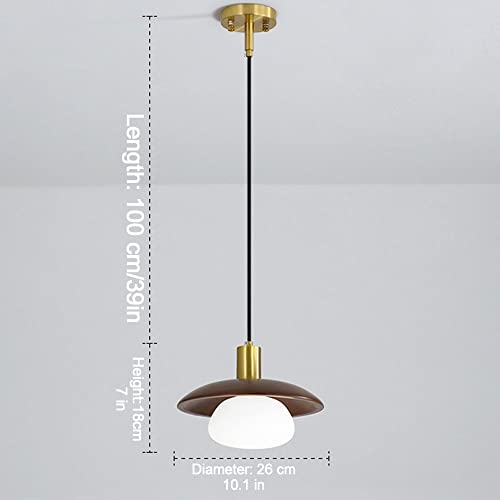 Chandelier LED en bronze et noyer véritable pour éclairage chic