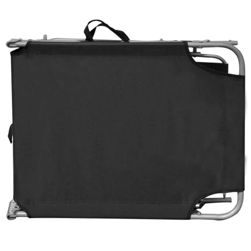 Chaise longue d'extérieur pliante en acier noir avec auvent réglable - 7