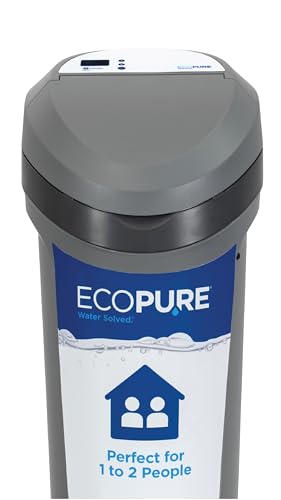 EcoPure EPS110 Whole House Water Softener for Small Households – AutoSense AI Technology, High-Efficiency Salt Usage, Compact Space-Saving Design