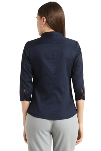 Image of Van Heusen Women's Regular Fit Solid 3 /4 Sleeve Cotton Rich Formal Shirt