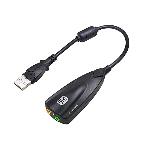 Yuly 5HV2 USB External Sound Card with 3.5mm USB Adapter Headset Portable 7.1Sound Card No Driver Needed Converter Sound Card, Black