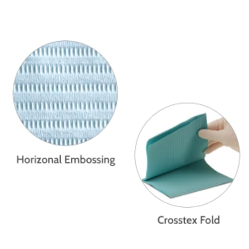 Image of Crosstex Professional Towel [Pack of 500] for Dental Bibs, Nails, Tattoo, Dentist, Medical, 3-Ply Tissue, Blue