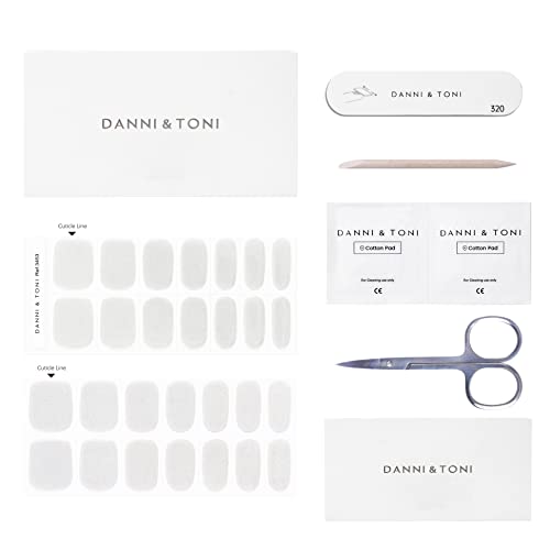 Danni & Toni Semi Cured Gel Nail Strips (Silvery Moonlight) Laser Silver Gel Nail Stickers Chrome Nails 28 Stickers #TOP4
