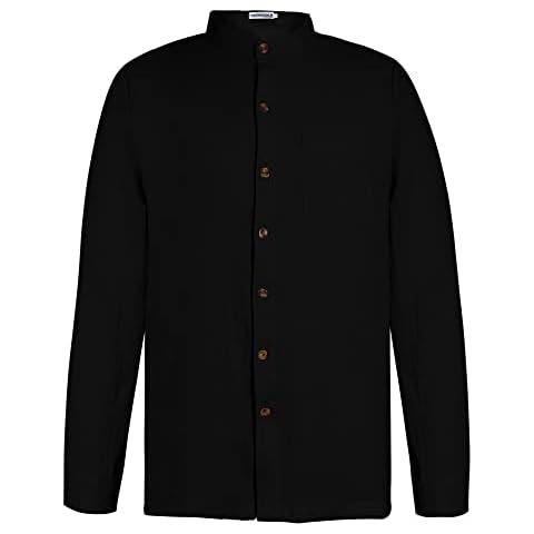 YAOBAOLE Long Sleeve Hippie Casual Beach T Shirts Button Up Casual Shirt Black 3XL Cover