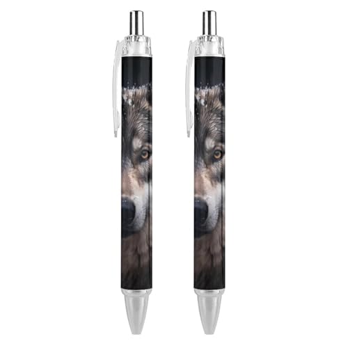Bolígrafos de lobo blanco retráctiles de 0,5 mm para hombre y mujer, pack de 4 unidades