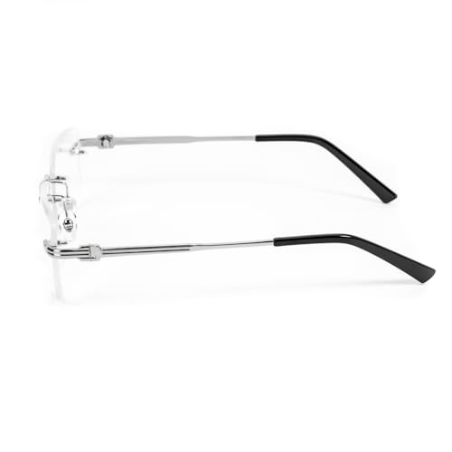 Image of Elegant Rectangle Silver Vintage Retro Metal Wire Frame Rimless Square Clear Lens Eyeglasses Hip Hop Glasses For Men Women