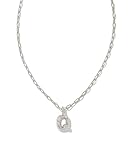 Kendra Scott Crystal Letter Q Short Pendant Necklace, Rhodium-Plated Brass, Fashion Jewelry for Women