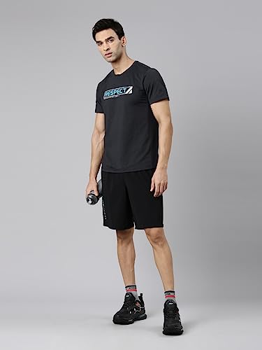 Image of XTEP Black Cooling Comfort & Elastic Training T-Shirt for Men- Polyamide+Polyester+Elastane Sports Elastic Performance Cool Tech Rapid Heat Conduction & Dissipation