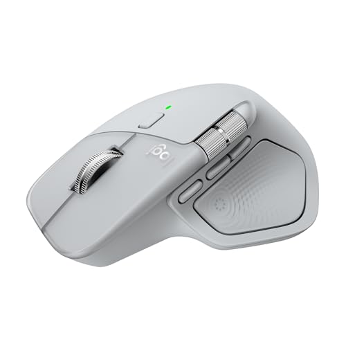 Logitech MX Master 4 Ergonomic Wireless Mouse with Advanced Performance Haptic Feedback Ultra-Fast Scrolling USB-C Charging Bluetooth Windows MacOS - Pale Gray