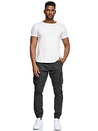 Indicode Herren Kerr Cargohose aus 98% Baumwolle inkl. Gürtel | Cargo Hose für Männer Black M