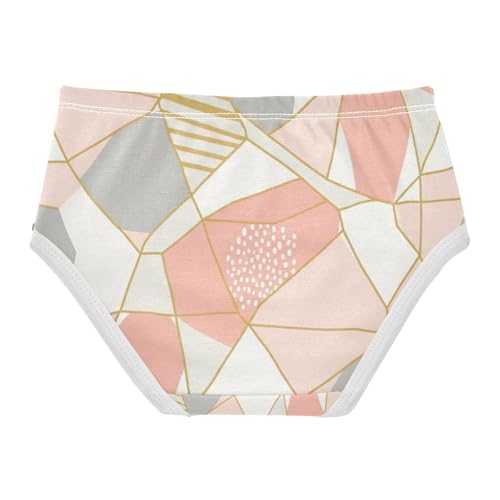 Girl Underwear, Geometric Gold Lines Pastel Toddler Girl Panties, Cotton Underwear Girls, 2T–8 Years2