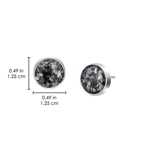 Lauren-Spencer Round Gemstone Stud Earrings For Women Dainty Turquoise Malachite Sodalite Tumbled Stone Earrings Hypoallergenic Stainless Steel Earrings Studs For Women Girls Jewelry Gift (Snowflake Obsidian) #TOP5