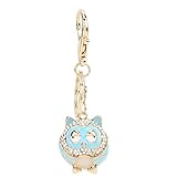 Juqrelith Owl Car Keychain, Cartoon Shaped, Bright Color, High Gloss Finish - Cute Fashion Accessory, Rhinestone Embellished, Ideal for Bags and Gifts