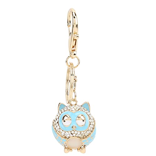 Juqrelith Owl Car Keychain, Cartoon Shaped, Bright Color, High Gloss Finish - Cute Fashion Accessory, Rhinestone Embellished, Ideal for Bags and Gifts