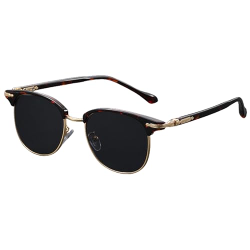 Lunettes de soleil homme luxe métal léopard doré gris mode été