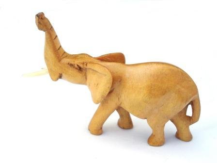Katangi Handcrafts Hand Carved Wooden Elephant - Hand Carved(18cm)