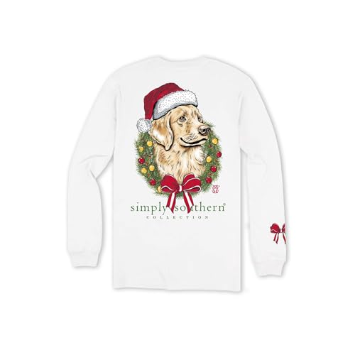 Simply Southern Youth Girls' White Classic Crew Neck Long Sleeve Christmas T-Shirt