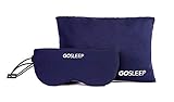 GOSLEEP Travel Pillow & Sleep Mask, Memory Foam, Super Soft Head & Neck Support Plus Light Block for Better Sleep - Navy Blue