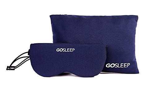 GOSLEEP 2-in-1 Travel Sleep Mask with Memory Foam Pillow That Prevents Head Bobbing and Blocks Light for Better Sleep During Road and Air Travel - Navy Blue