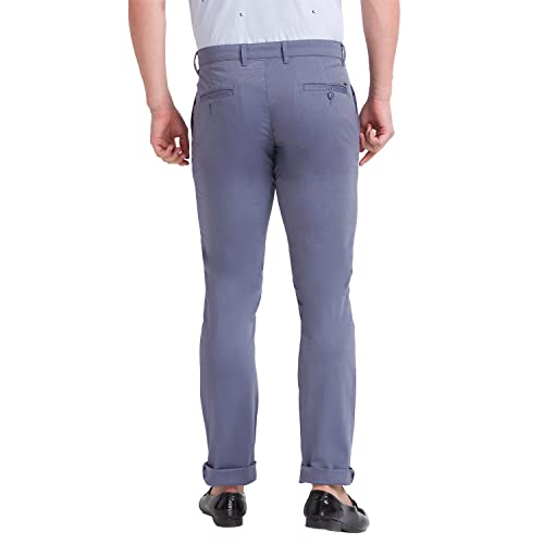 Image of Parx Men's Cotton Blend Yarn Dyed Pattern Low Rise Tapered Fit Flat Front Casual Trouser