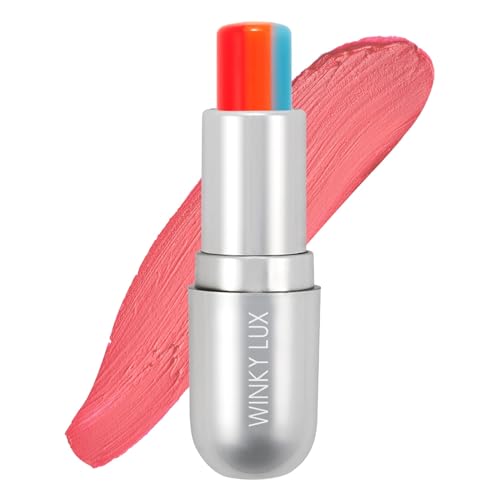 Image of Winky Lux Rainbow Tri-Color Tinted Lip Balm – Hydrating Lip Care with Jojoba Oil & Vitamin E, Sheer Pink Tint, Moisturizes and Softens Dry Lips