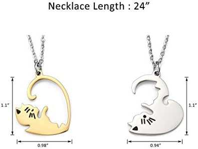 JSDDE Couples Heart Matching Necklace Yin Yang Cat Hug Puzzle Necklace for His and Hers Lovers Valentines Gifts