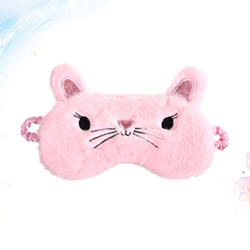 Linda máscara tapa-olhos FENICAL com design de gato macio para dormir (rosa)