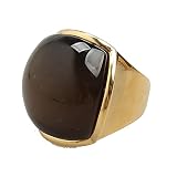 Aotiwe Anillos gruesos, minimalistas, irregularidad, ancho, oro con ópalo de acero inoxidable, V 1/2, Acero inoxidable, Ópalo