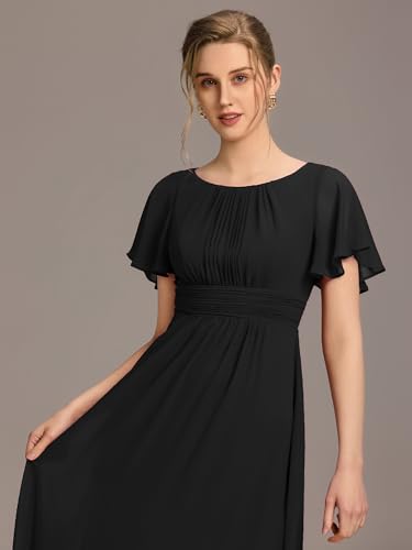 Ever-Pretty Women's Classic Round Neck Short Sleeves Chiffon Floor Length Bridesmaid Dress 01840-PH4