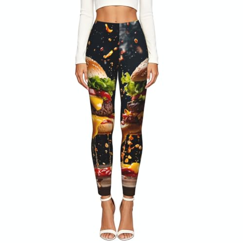 Leggings de compresión suave y tejido transpirable con estampado de comida rápida 2