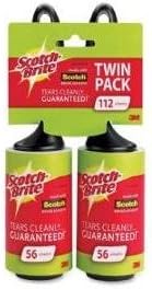 3M COMMERCIAL OFC SUP DIV Lint Roller, 56 Perforated Sheets, Black Handle, 2/PK, WE