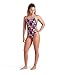 ARENA Women’s Performance Donuts Challenge Back Athletic One Piece Swimsuit Competitive Sports Swimming Training Chlorine Resistant Swimwear, Black Multi/Blue River, US Size 36