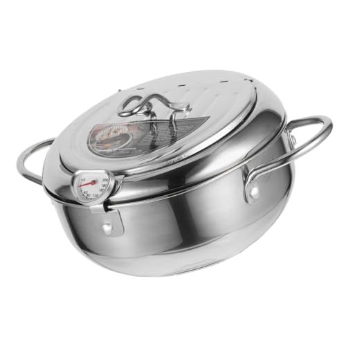 Alipis Freidora De Acero Inoxidable Sartenes Freír Inducción Fritura Bote Cocinar Tempura Olla Freidora Olla Profunda Freidora Casera Sartén Profunda Olla Frita Casera Sartén Portátil 304