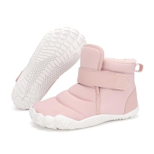 Toddler/Little/Big Kids Snow Boots Girls Boys Wide Toe Box Winter Fur Lined Warm Anti-Slip Minimalist Ankle Barefoot Shoes