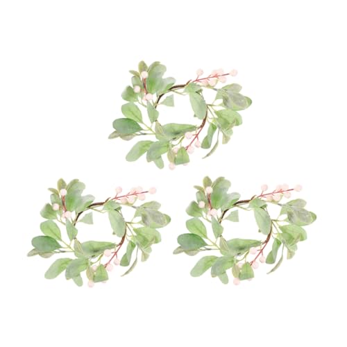 HOLIDYOYO Realistic Artificial Berries Candle Ring Greenery Pillar Decor Perfect for Christmas Special Occasions