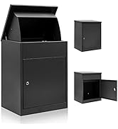 YOOBOX Wall-Mount Mailbox For House Outside, Security Key Drop Box With Lock And Keys, Steel Metal Mail Box With Newspaper Compartment, 14.57 X 14.57 - View #12