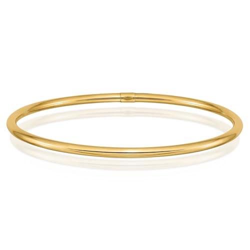 IceCarats 14K Yellow Gold Round Slip On Bangle