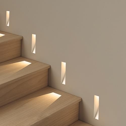 Image of SCON Recessed Step Light, 2W LED Rectangle Skirting Wall Light 3000K Warm White, Invisible Stair Lights Indoor, Recessed Wall Night Light, Trimless Design for Hallway, Stairway, Bedroom, Dining Room