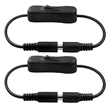 BokWin 2 Pack DC 12V Inline On/Off Switch with 5.5x2.1mm Male to Female Connector for LED Strip Light, Power Control Extension Cable, Low Voltage Rocker Switch and Tape Lighting Accessories