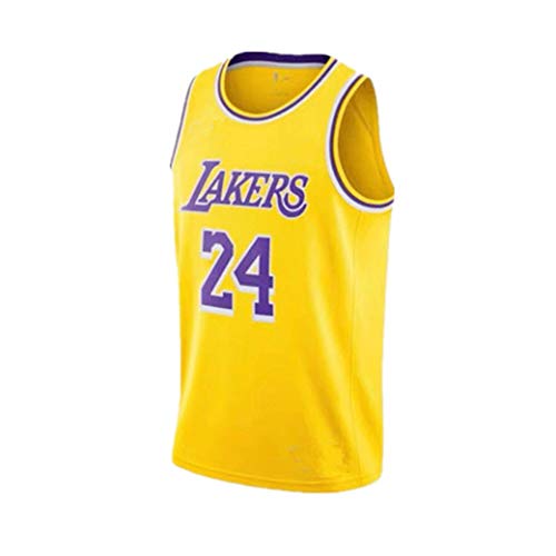 NBA Lakers 24 de Kobe Bryant de Los Ángeles sin Mangas de la Camiseta Unisex de Baloncesto Uniforme NBA Alero Jersey City Versión púrpura Blanco Amarillo (Color : Yellow, Size : M)