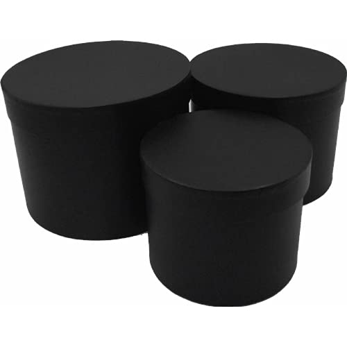 INERRA Flower Hat Boxes Florist Box Vase - Set of 3 (Black)