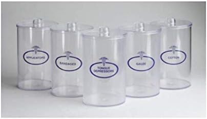 Clear Plastic Sundry Jars, Plastic Lids, 6-1/2"H x 4-1/4" Dia 5 pk