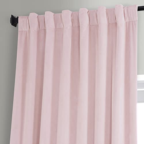 Image of HPD Half Price Drapes Signature Plush Velvet Blackout Curtains for Bedroom (1 Panel), 50W X 96L Hotel Black Out Curtains for Living Room, Thermal Insulated Blackout Curtains for Windows, Rose Water
