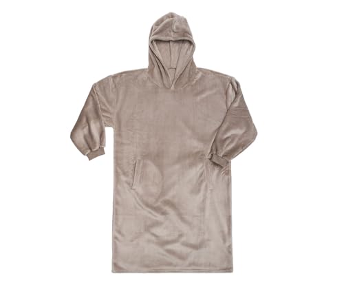 Manta con capucha gris piedra para relajarte en el sofá con total comodidad 5