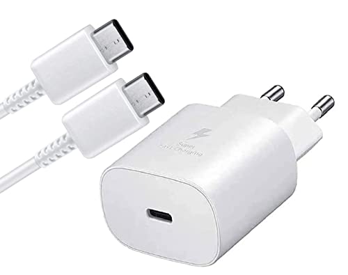 Image of Original 45W (PD) Adapter with USB C to USB C Cable Compatible with Samsung Galaxy S22+ 5G, S22 Ultra 5G, S23 Ultra, S20 Ultra, S24 Ultra, Note10+ 5G, and Note10+ - (Adapter & Cable) White