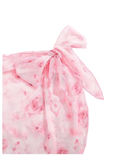 Image of WDIRARA Girl's 3 Pieces Bikini Set Swimsuit Bathing Suit with Floral Print Tie Side Beach Skirt